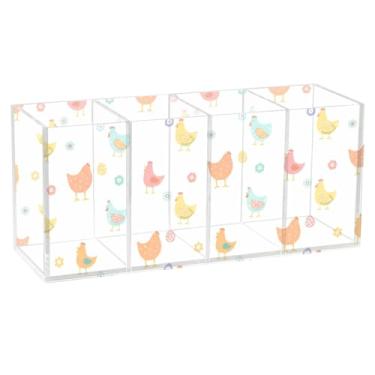 Imagem de Burbuja Porta-canetas de acrílico coloridas com 4 compartimentos, suporte de lápis transparente para pincéis de maquiagem fixos, acessórios de mesa de escritório em casa