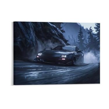 Imagem de HouLaiZhe Drift Sports Car Rx7 Jdm Night Cool Posters Tela Estética Decoração de Parede Pintura de Parede Impressões Sala de Galeria Decoração de Parede para Quarto Sala de Estar Escritório 18 x 24
