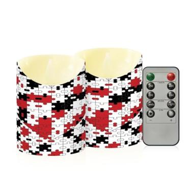 Imagem de Wassud Pacote com 2 quebra-cabeças de corações, velas sem chamas com controle remoto, velas realistas cintilantes com temporizador, velas decorativas para Natal, casamento, festa, decoração de casa
