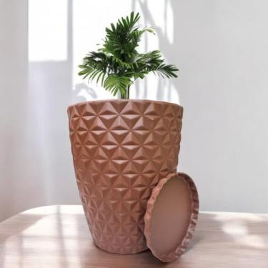 Imagem de Vaso Decoratico Planta Flor Coluna Diamante 42x35 Jardim Varanda Polietileno (Marrom)