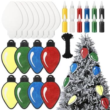 Imagem de Roowest Kit de artesanato de 29 lâmpadas de espuma de Natal, 30,5 x 43 cm, enfeites de lâmpadas grandes para pendurar, faça você mesmo, glitter para decoração de festa de árvores de Natal