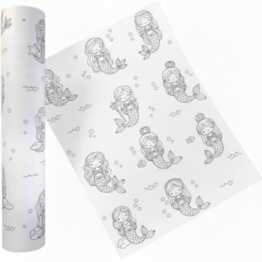 Imagem de Rolo Adesivo Infantil Gigante para Colorir 3m x 30cm | Tema Variado | Presente Educativo (Com Adesivo - Sereia)