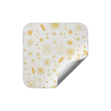 Imagem de 25 Unidades Adesivos Redondos Ano Novo Com Estampa de Fogos de Artifício e Champanhe - Tamanho 50x50cm