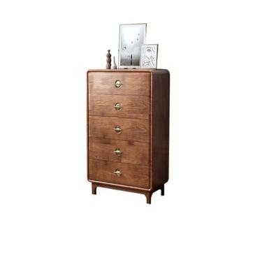 Imagem de Cômodas Cômoda, armário de madeira com 5 gavetas, unidades gaveta armazenamento alças metal, para sala estar, quarto, corredor