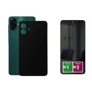 Imagem de Kit Capa Silicone Aveludada com Proteção de Câmera + Película Cerâmica ou Privacidade Compatível Galaxy A07 (Película de Privacidade)