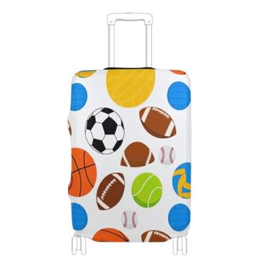 Imagem de Joisal Capas de mala especiais para protetor de bagagem, lindas bolas esportivas brancas, acessórios de viagem para mulheres, P, serve para estojo de 45 a 50 cm, Bolas esportivas fofas brancas, XL 29
