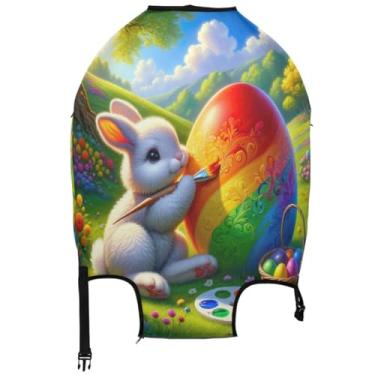 Imagem de Joisal Capas de bagagem legais para protetor de mala elástica Páscoa coelho ovos coloridos acessórios de bagagem de viagem, ovos coloridos de coelho de páscoa, S 18-20 in, Capa de mala