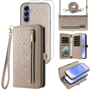 Imagem de Capa de celular para Samsung Galaxy S25 Plus S25+ 5G Carteira magnética destacável com protetor de tela, alça transversal com cordão, compartimentos para cartão de crédito S25Plus 25S + mulheres