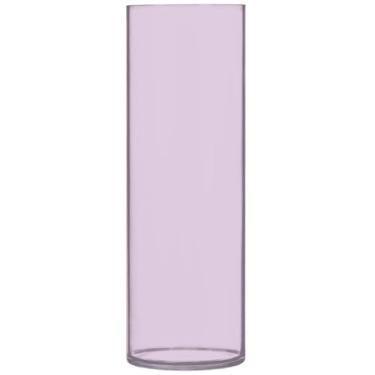 Imagem de Vasos de flores de cilindro violeta de cardo para centros de mesa de plástico vasos altos bonitos personalizados decoração de mesa de centro de mesa, 30 cm x 9,9 cm