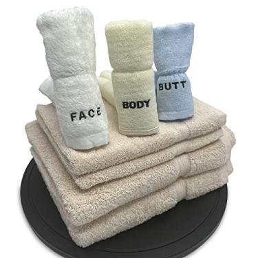 Imagem de Conjunto de toalhas Crafty Cloth de 10 peças | Texturas exclusivas para cuidados específicos de área: toalhas de rosto bordadas, corpo e traseira | Toalhas luxuosas de cuidados com a pele para limpeza