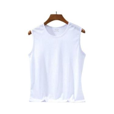 Imagem de Camiseta Sem Mangas De Malha De Seda Gelada Para Homens, Transparente,