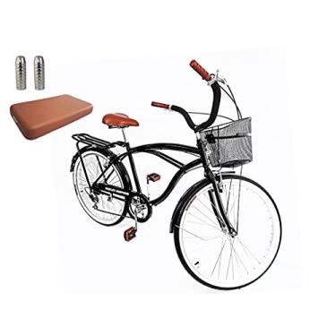 Imagem de Bicicleta aro 26 com Bagageiro Assento Acolchoado pedaleiras
