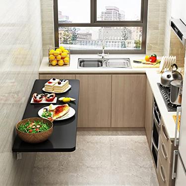 Imagem de TRGCJGH Mesa de parede flutuante folha de gotejamento mesa de jantar pequena mesa de madeira para pequenas economias para lavanderia sala de jantar quarto estudo cozinha bar, B-80 x 30 cm