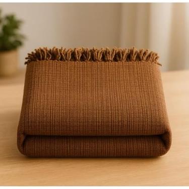 Imagem de Mantas Decorativas 100% Algodão - Conjunto Luxuoso para Cama e Sofá, Modelos Exclusivos, Macias e Laváveis(Uga 2,40x1,80m BROWNIE)