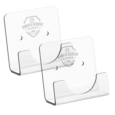 Imagem de Suporte de haste de chuveiro de acrílico transparente para parede com parafusos, suporte invisível para vara, sem perfuração, protetor de parede, 2 peças, retentor de varão de cortina adesivo para banheiro