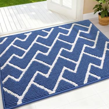 Imagem de OLANLY Tapete de porta frontal, suporte de borracha antiderrapante, resistente à sujeira e absorvente, lavável, capacho interno de baixo perfil fácil de limpar para porta traseira, entrada, entrada