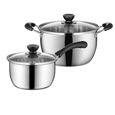 Imagem de Conjunto de panelas combinação de panela de aço inoxidável panela de sopa panela de leite vaporizador panela de fritura fogão a gás fogão de indução doméstico universal (cor: D, tamanho: pequeno)