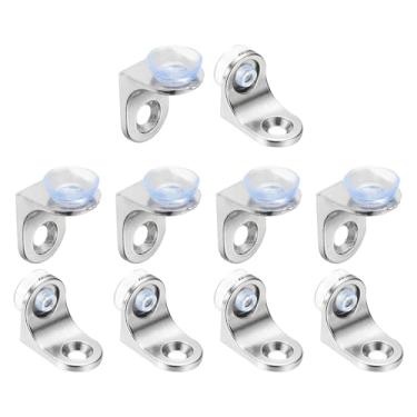 Imagem de PATIKIL Pregos de suporte de prateleira, 10 peças de pinos de prateleira de armário em forma de L de 1,8 mm de espessura com parafusos para prateleiras para armário de cozinha de madeira armário de