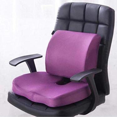 Imagem de Almofadas de assento ortopédicas de espuma viscoelástica capa de malha respirável para cóccix, alívio de dor nas costas, ciática, conjunto de 2 almofadas para cadeira de escritório, azul 46 x 36 x 7