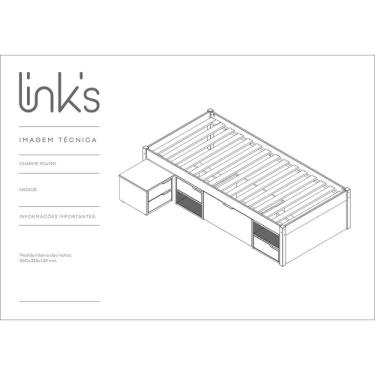 Imagem de Cama Solteiro com 3 Gavetas e 1 Criado Mudo Charme Inter Link Amendoa