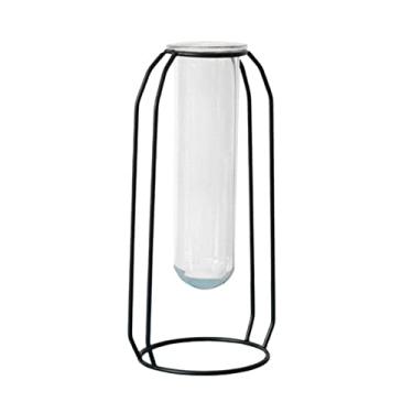 Imagem de Vaso hidropônico estilo nórdico terrário planta portátil terrários estação de propagação decoração de casa sala de estar rack de flores ornamento vaso de flores (cor: ouro rosa 2) (preto)