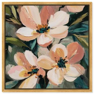 Imagem de Decoração de parede floral com impressão em tela Blush Blooms II da Art Remedy, moldura dourada, 30,5 x 30,5 cm