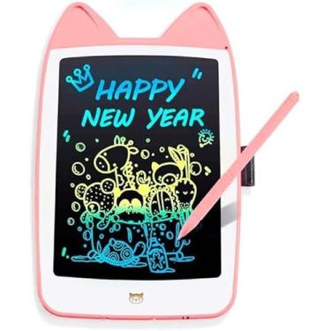 Imagem de Lousa Mágica Gatinho LCD-Digital Colorido Tablet Infantil Tamanho10" Facilita aprendizado, Divertido-Férias com Caneta, Botão de Apagar, Portátil e Reutilizável (Rosa)