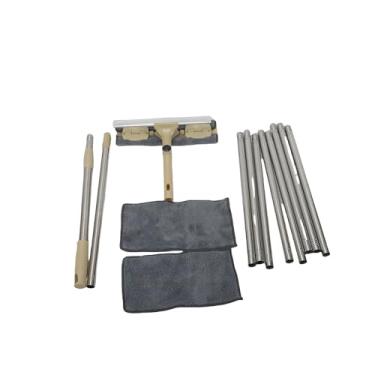 Imagem de TARSHYRY Rodo Extensível para Limpeza de Janelas, Poste Telescópico Com Cabeça Rotativa de 180 Graus e Pano de Microfibra, para Carro de Chuveiro de Vidro Alto (Cor Café)