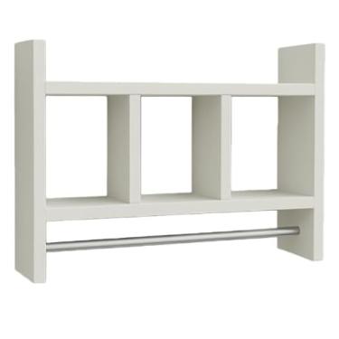 Imagem de Nicho Porta Papel Toalha e Condimentos Potes Cozinha Banheiro 100% MDF BRANCO TX 15mm Tubo Metal Montado(Branco)