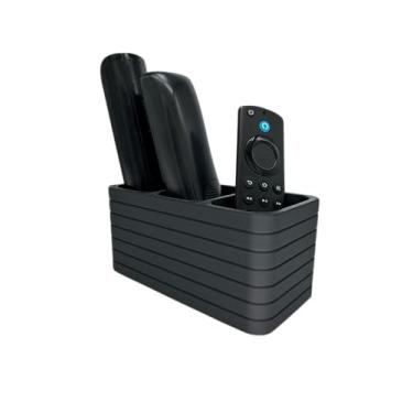 Imagem de Porta Controle Remoto Preto UNIVERSAL Minimalista Suporte com 3 Divisórias - Moderno e Elegante - Organizador de Mesa e TV