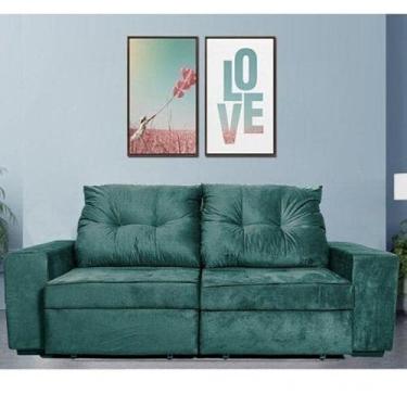 Imagem de Sofá Retrátil e Reclinável 3 Lugares com Baú Nabas Estofados Verde