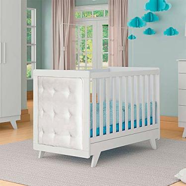 Imagem de Berço Retrô Carvalho com Capitone Branco