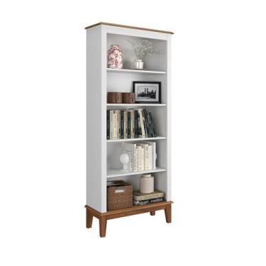 Imagem de Estante de Madeira Maciça 4 Prateleiras - Apaixone&Decore, Branco