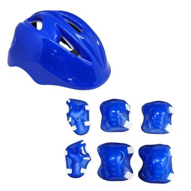 Imagem de Kit Capacete Cotoveleira Joelheira Patins Skate Patinete Infantil-Unissex