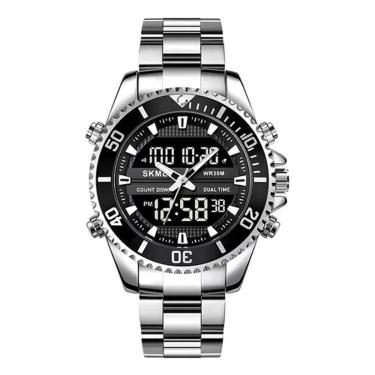 Imagem de Relógio Masculino Skmei AnaDigi 1850 Prata e Preto-Masculino