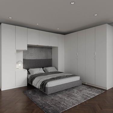 Imagem de Guarda Roupa Modulado De Casal 12 Portas 6 Peças Hera Cabecasa Madeiramadeira Branco Geada