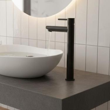 Imagem de Torneira Bancada Pia Cuba Alta Bica Reta Moderna Cozinha Banheiro Lava