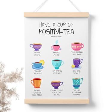 Imagem de PaJiaNi Positivi-tea Decoração de arte de parede, pôster de autoafirmação, pôster de autocapacitação para conselheiro escolar, canto sala de aula, quarto, dormitório, escritório, berçário, terapia
