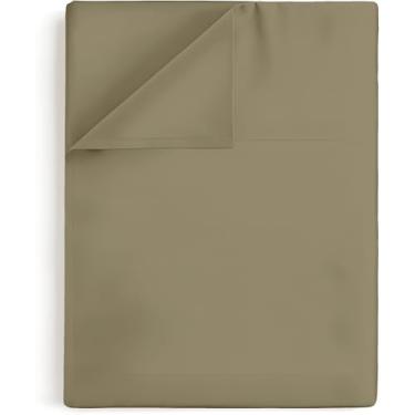 Imagem de Lençol de cima King - 100% algodão egípcio, trama de cetim de 600 fios - ultramacio, respirável e refrescante - somente lençol de cima de qualidade de hotel premium - (Taupe, King)