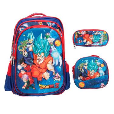 Imagem de Kit Mochila Escolar Costas Grande Reforçada Com Lancheira - Plike