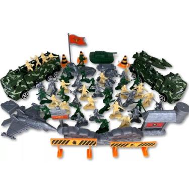 Imagem de Boneco Soldadinho Plástico Soldado de Brinquedo Caminhão Militar Camuf