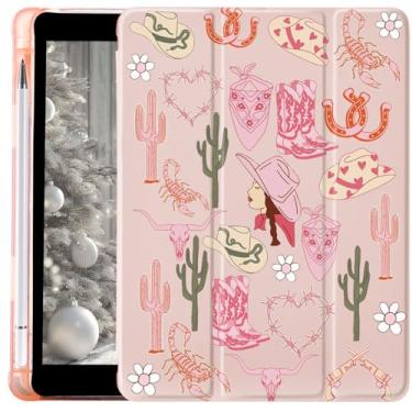 Imagem de CozyNestCY Linda capa com laço para iPad Pro 12,9 polegadas, 5ª/6ª geração, kawaii, bonita cowgirl, capa traseira de TPU hibernar/despertar automática para iPad com suporte para lápis (2022/2021/2020)