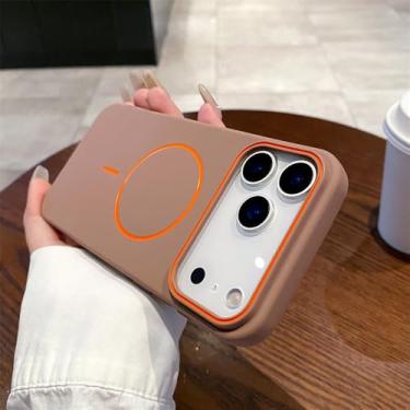 Imagem de Capa magnética para iPhone 17 Air 16e 16 15 14 13 12 11 Pro Max, fosca, lisa, resistente a impactos, em TPU macio, marrom, para iPhone 13