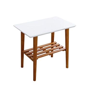 Imagem de Mesa de centro para sala de estar | Mesa lateral de madeira maciça/mesa de cabeceira para telefone, 55 cm x 32,5 cm x 51 cm