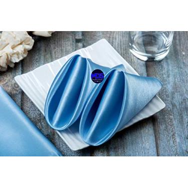 Imagem de Pacote de 100 guardanapos de mesa de cetim para casamento 50,8 x 50,8 cm de cetim para serviço pesado ou lenço de mesa para banquete de casamento, decoração de festas de casa – branco 50 Baby Blue
