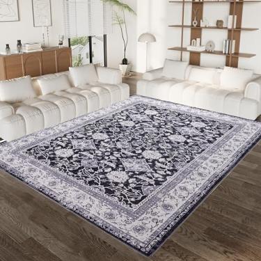 Imagem de WARM HAVEN Tapete Boho Area: Tapete envelhecido de 20 x 25 cm - Tapete vintage para sala de estar, cozinha e quarto cinza..