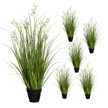 Imagem de Ling's moment Arranjos de flores artificiais de 44,5 cm de altura, 6 peças, decorações de cadeira de corredor de casamento, ouro perlita e branco, centros de mesa para recepção de cerimônias, festa