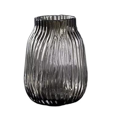 Imagem de Vasos de vidro modernos, flores transparentes à base de água, sala de estar, mesa de chá, arranjo de flores secas, vasos de flores de vidro de água transparentes, centros de mesa (cinza)