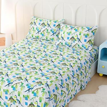 Imagem de Swiftify Jogo de lençol casal para crianças, meninos e meninas, jogo de cama de 4 peças para adolescentes, meninos e meninas, conjunto de cama com estampa de desenho animado, bolso profundo de