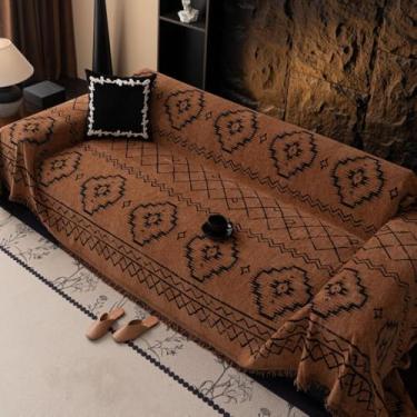 Imagem de Capa de sofá de chenille, capa lavável para sofá, antiderrapante, fácil de instalar, para animais de estimação, móveis de sala de estar, marrom, 180 x 280 cm